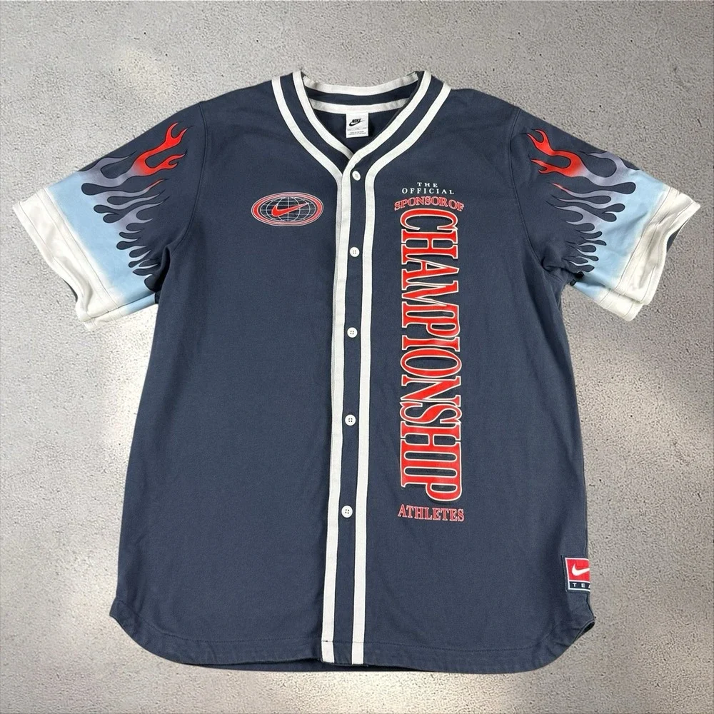 Nike Sportswear Americana Top Button Up Jersey Blue DV9642-437 Men's Size XXL